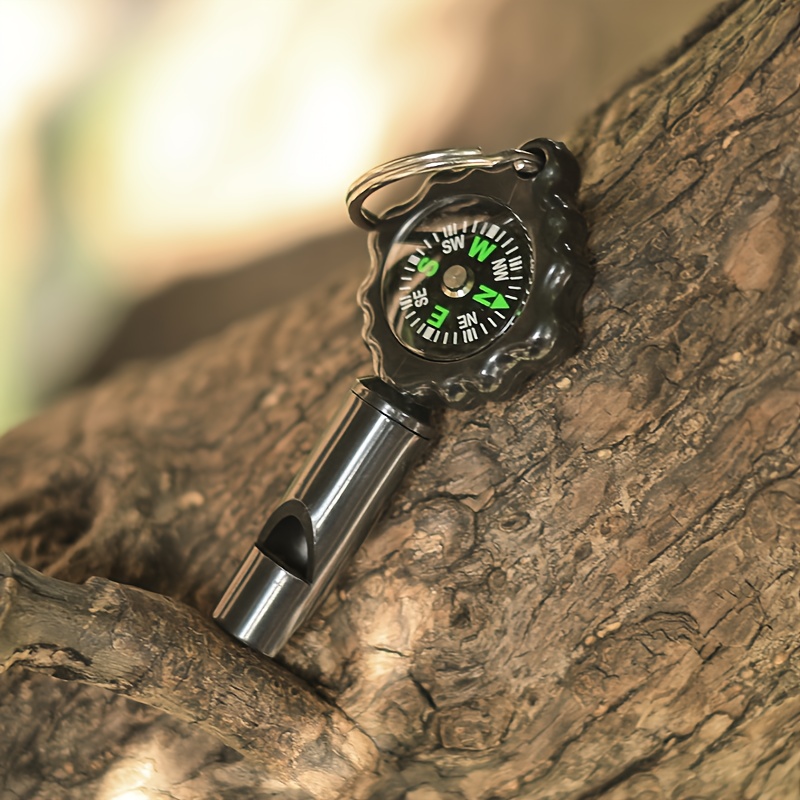 Outdoor Adventure Birthday Party - Outdoor Survival Whistle Compass Keychain 3-in-1