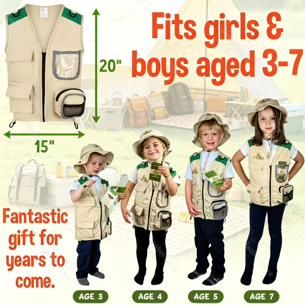 Outdoor Adventure For Kids - Kids Explorer Vest and Hat Costume