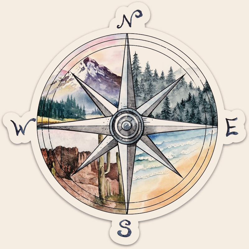Compass Camping Sticker, Adven - مراجعة Outdoor Adventure For Kids وسعره