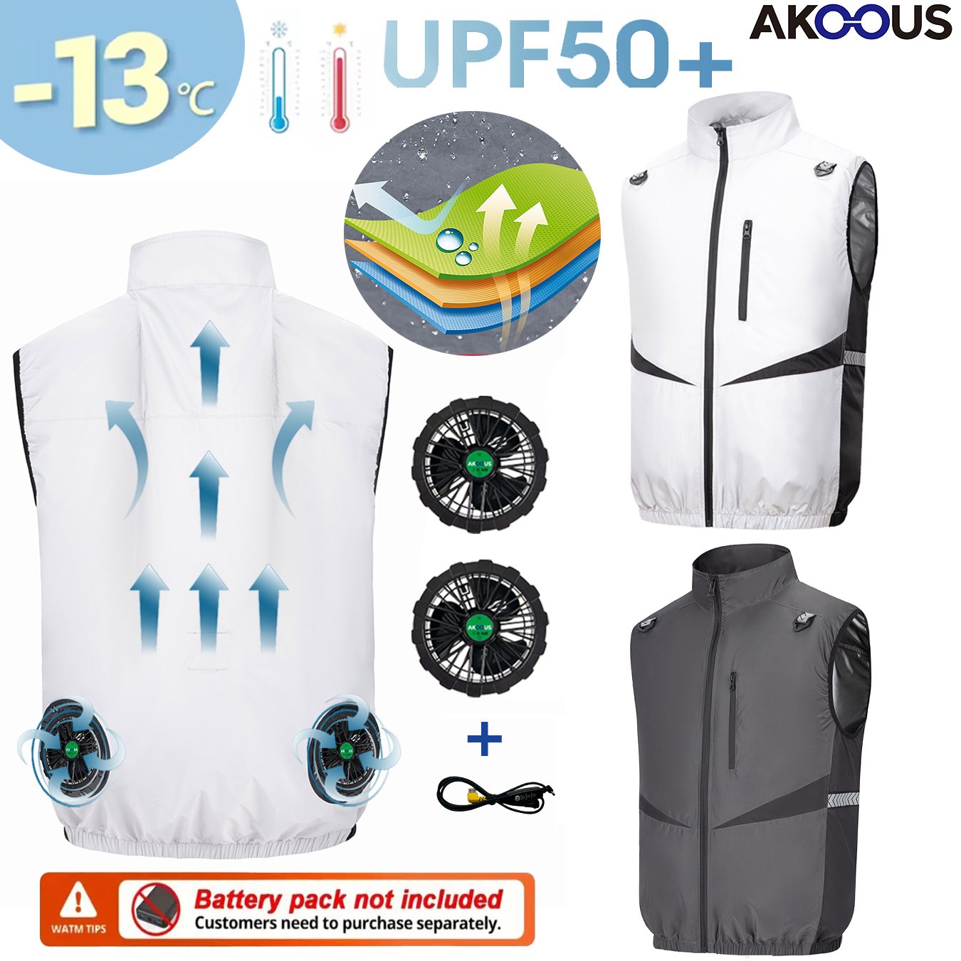 12V/5V USB Men Cooling Fan Ves - مراجعة Outdoor Adventure Clothing وسعره