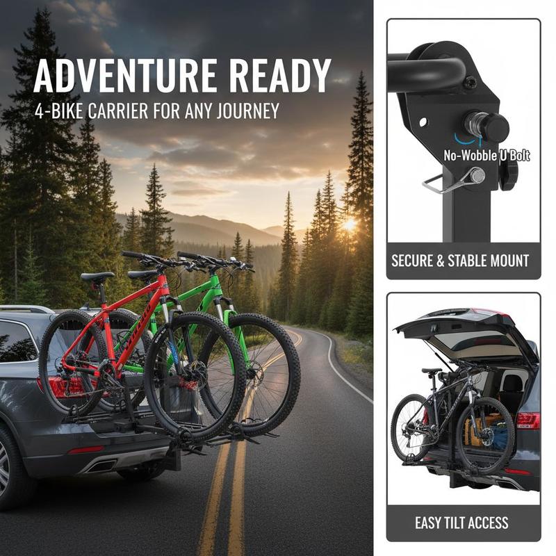 Vehicle Bicycle Carrier 4-Bike - مراجعة Outdoor Adventure Travel وسعره